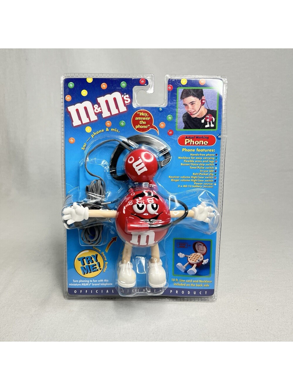 M&M's Hands Free Phone Red Collectible NIB Talking Phone Headset
